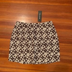 Motel Rocks Patchwork Daisy Brown Mini Skirt
